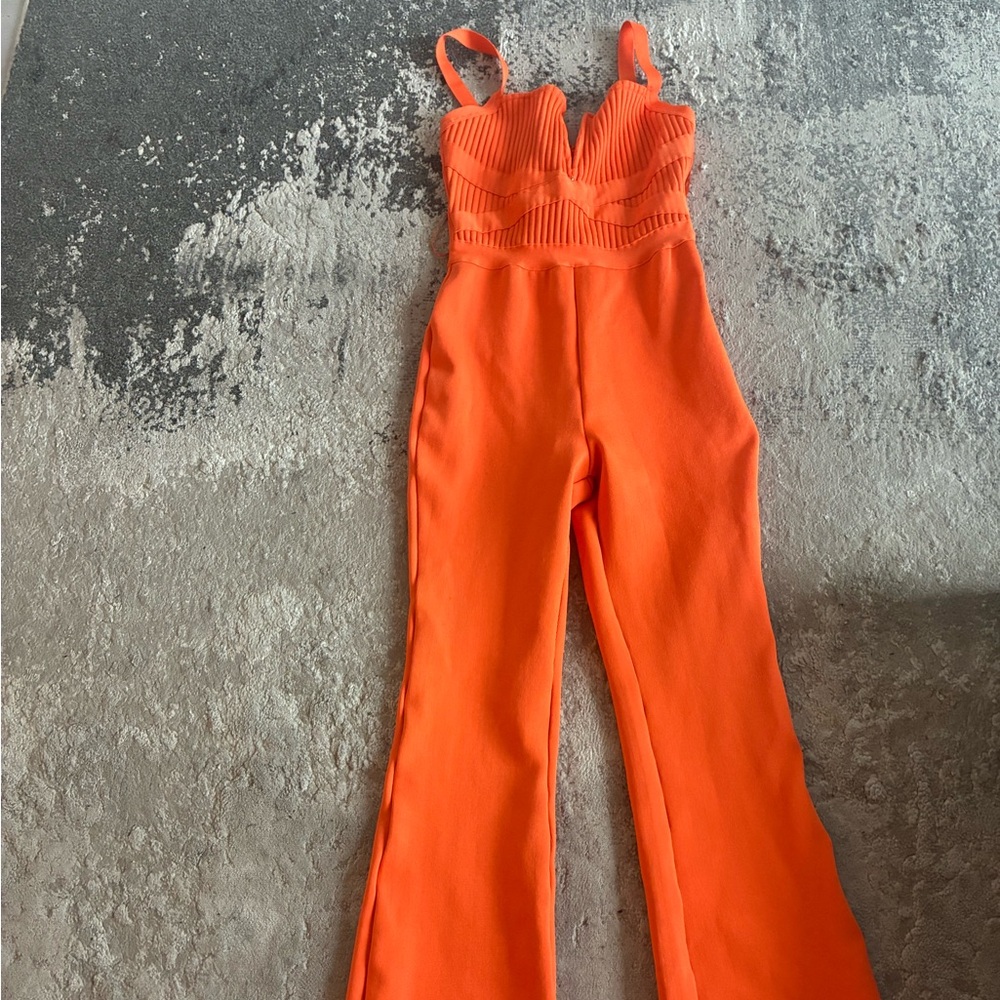 Women's Orange Flared Jumpsuit